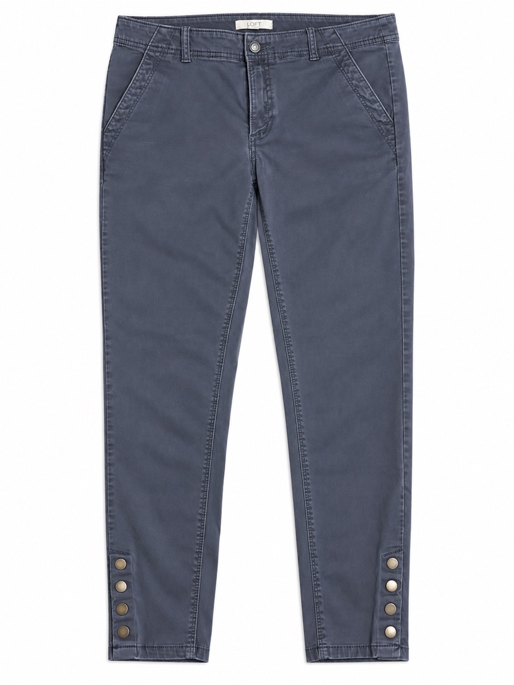 LOFT Navy Skinny Jeans with Button-Hem